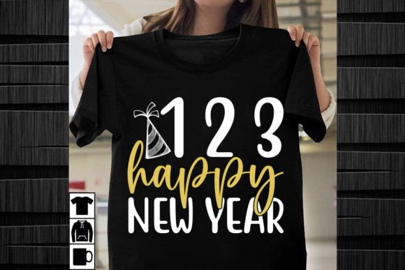 1 2 3 Happy New Year SVG Design for T-Shirt Graphics
