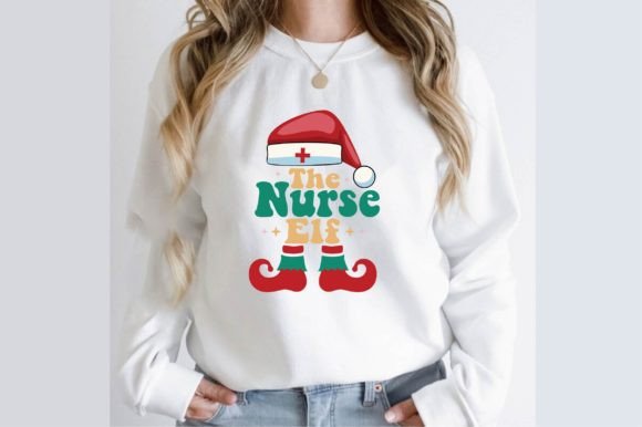 The Nurse Elf Christmas T-Shirt Design Graphics